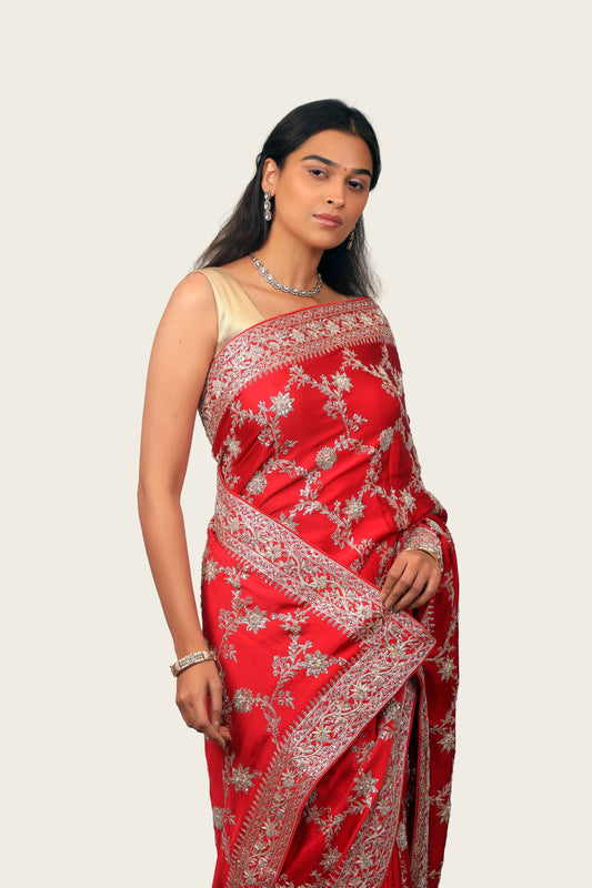 Samo Crepe All Over Jal Hand Work with Border Saree