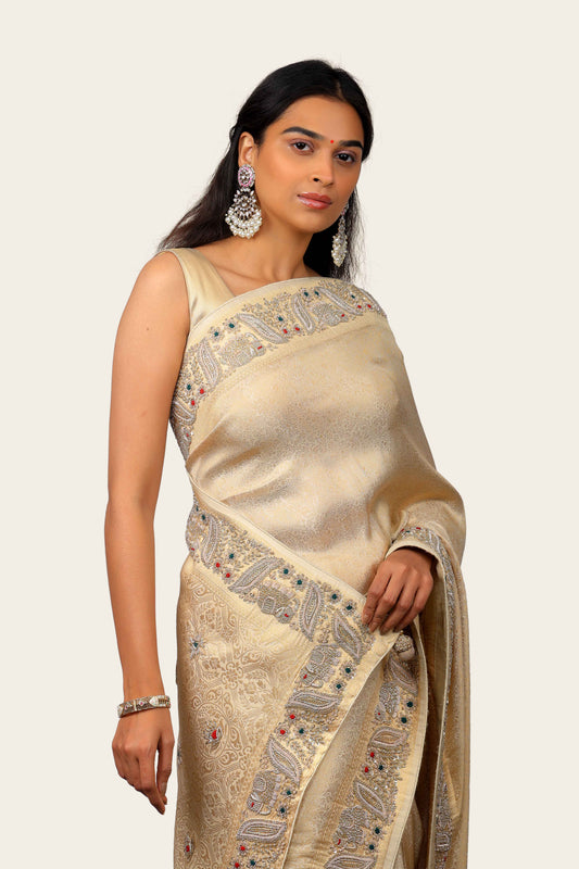 Jacquard Silk Zardosi with Thread Handwork Saree