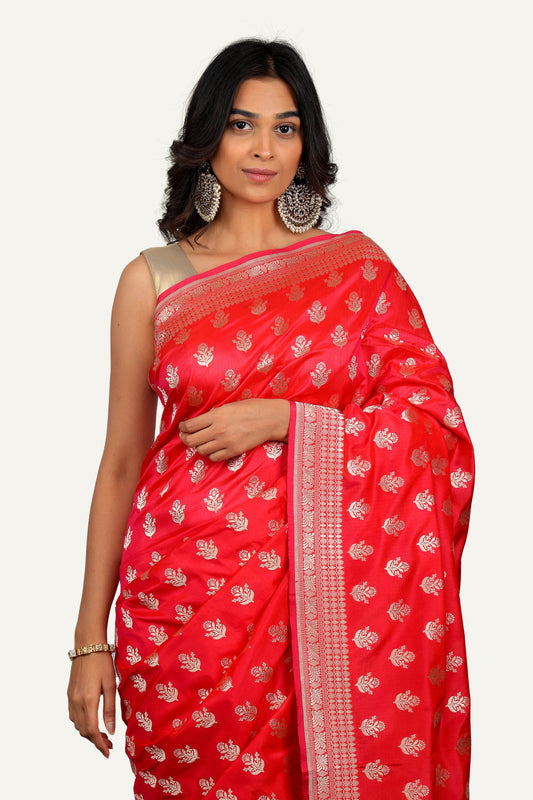 Pink Pure Katan Silk Saree