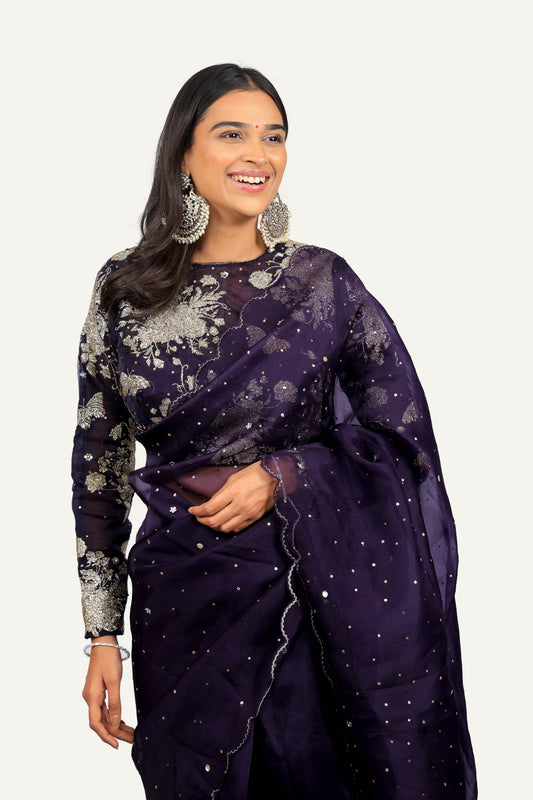 Organza Ready Blouse Saree