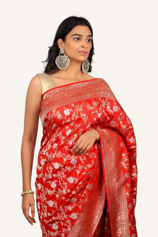 Red Pure Katan Silk Saree
