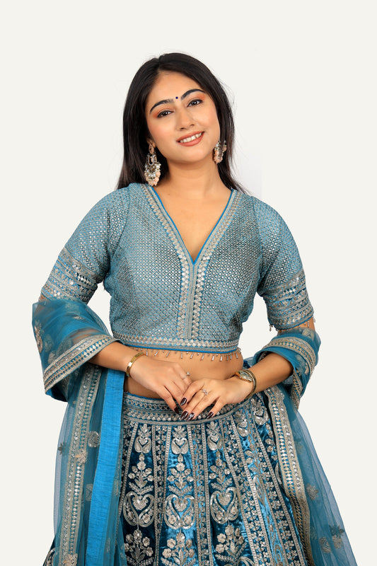 Micro Velvet Chaniya Choli with Machine Work