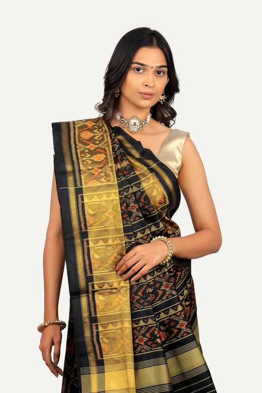 Black Rajkoti Patola Saree