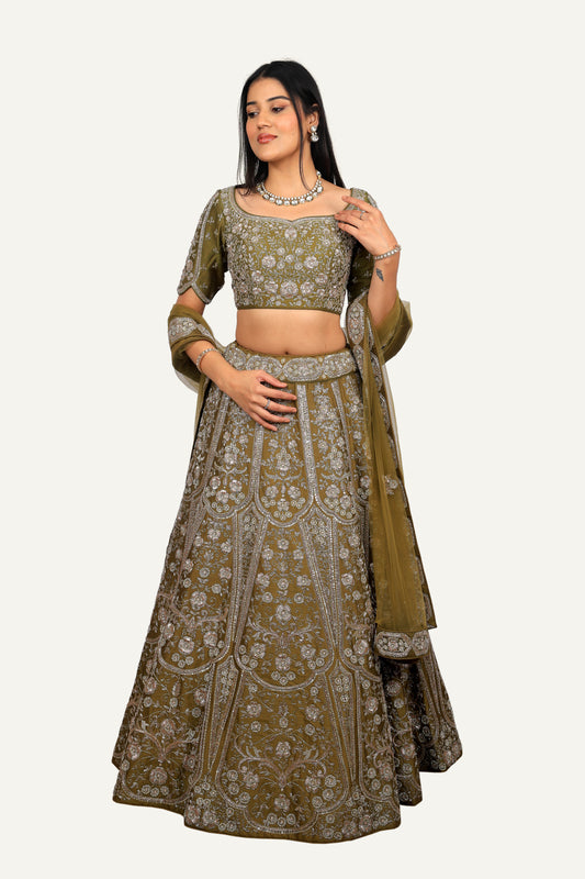 Raw Silk Katdana & Zardosi Handwork Lehenga Choli
