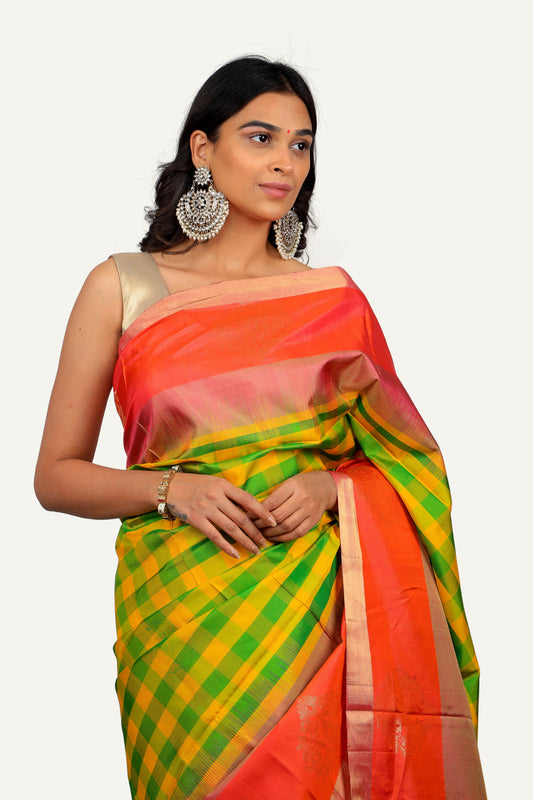 Parrot Green Soft Silk Saree