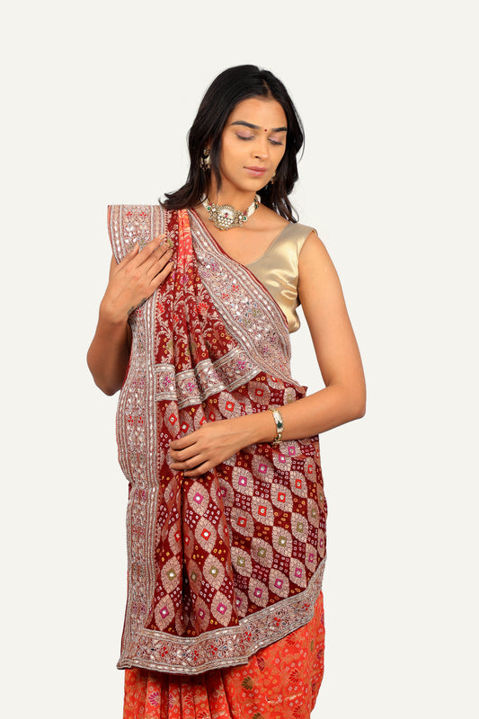Dual Shade Banarasi Georgette Saree