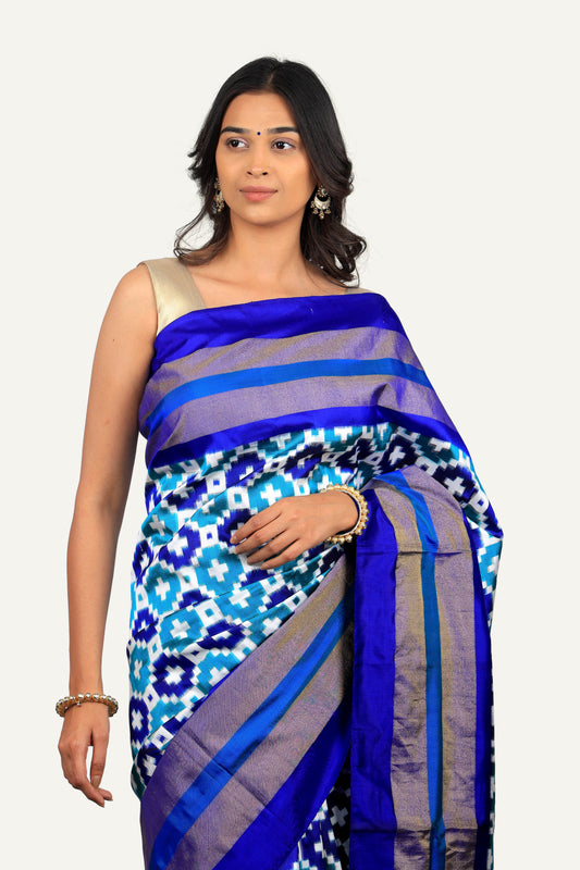 Blue Hyderabadi Patola Saree