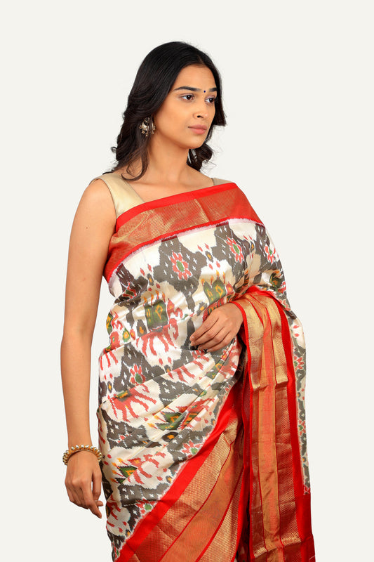 Off White Hyderabadi Patola Saree