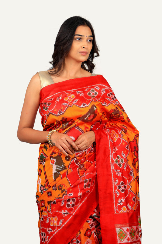 Mustard Yellow Hyderabadi Patola Saree