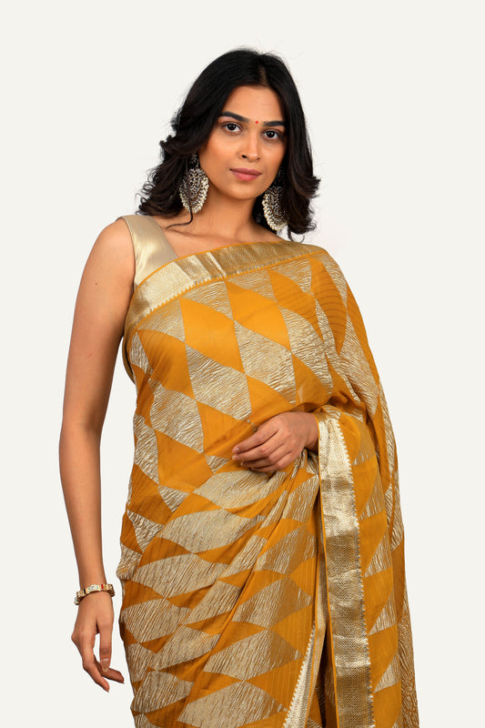 Mustard Chiffon Fancy Saree