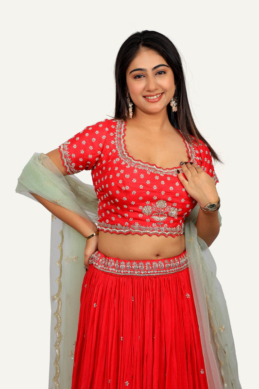 American Crepe Silk Designer Handwork Lehenga Choli