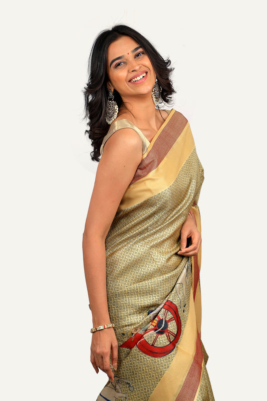 Khadi Silk Designer Saree with Hand Weaving