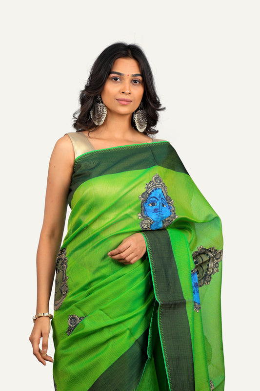 Parrot Green Fancy Designer Saree