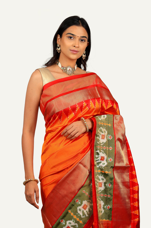Mustard Yellow Hyderabadi Ikkat Patola Saree