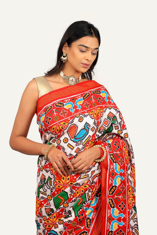 White Patan Patola Saree