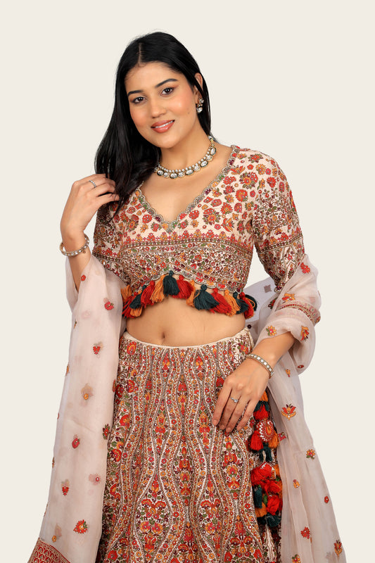 Silk Embroidery Multi-Color Lehenga Choli