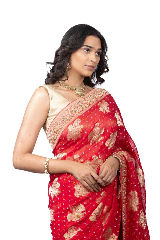 Banarasi Georgette Saree with Handwork Butti Border