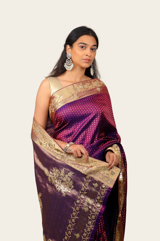 Kanjivaram Silk Saree with Gotta Patti Handwork Border