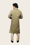 Silk Sherwani With Aari Machine Work Pista Green Color