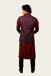 Silk Koti Kurta Set With Resham Work Wine Color