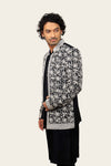 Silk Black Indowestern With Mirror & Thread Work Jacket Black Color