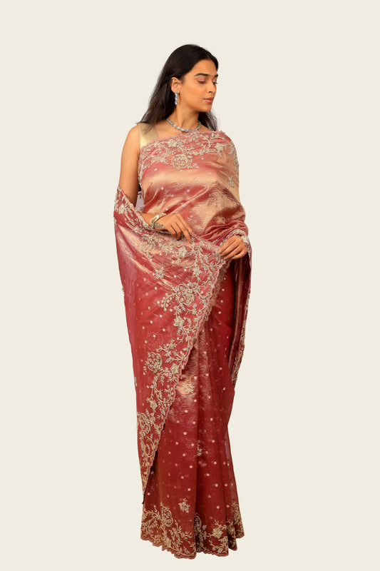 Crush Tissue All Over Butti with Handwork Border Saree