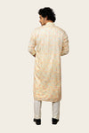 Silk Kurta Set With Multi Color Resham Work Embroidery Light Lemon Yellow Color