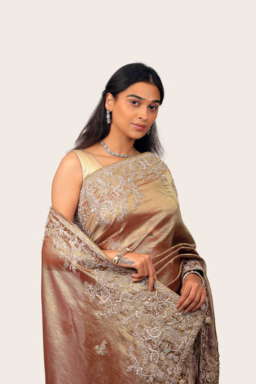 Crush Tissue Handwork Border Saree