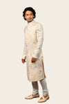 Satin Silk Indowestern Cream With Hand Work