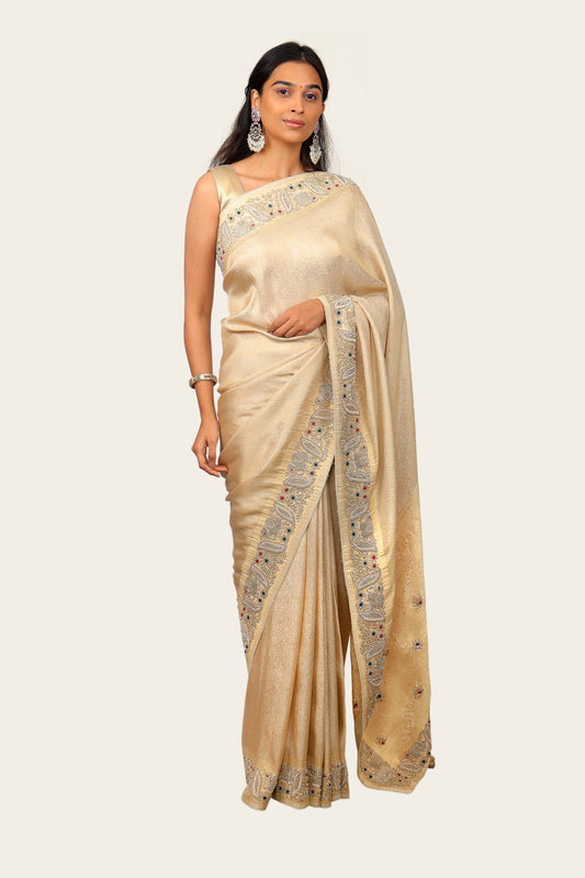 Jacquard Silk Zardosi with Thread Handwork Saree