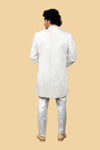 Silk Off White Indowestern With Pearl Hand Work & Swarovski Work