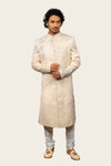 Satin Silk Indowestern Cream With Hand Work