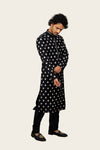 Silk Black Kurta Set With Thread Work