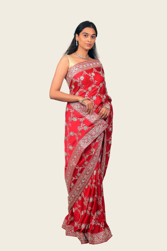 Samo Crepe All Over Jal Hand Work with Border Saree
