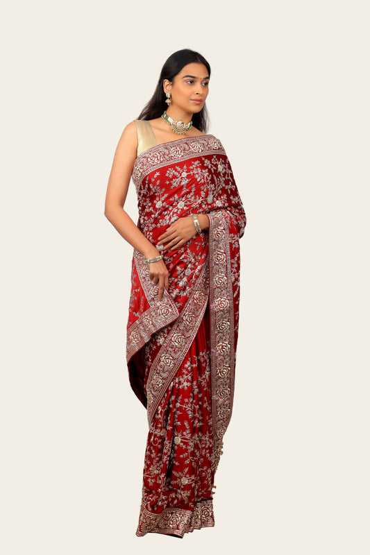Satin Silk with Full Handwork Saree
