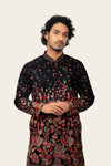 Georgette Black Sequence And Multi Color Thread Work Kurta Set