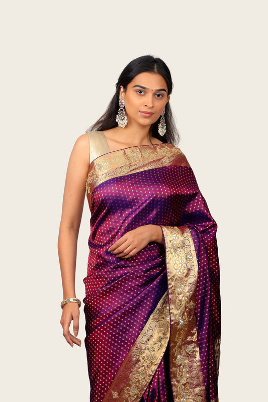 Kanjivaram Silk Saree with Gotta Patti Handwork Border