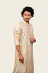 Silk Kurta Set With Multi Color Resham Work Embroidery Light Lemon Yellow Color