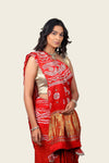 Gaji Silk Lagdi Patta Bandhani handwork Saree With Border Butti