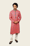 Pink Color Silk Patola Print Kurta Set