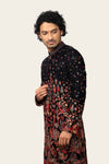 Georgette Black Sequence And Multi Color Thread Work Kurta Set