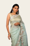 Shimmer Tissue Zardosi with Resam Handwork Saree
