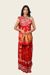 Gaji Silk Lagdi Patta Bandhani handwork Saree With Border Butti