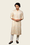 Silk Kurta Set With Multi Color Resham Work Embroidery Light Lemon Yellow Color