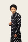 Silk Black Kurta Set With Thread Work