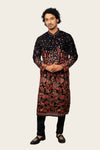 Georgette Black Sequence And Multi Color Thread Work Kurta Set