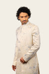 Satin Silk Indowestern Cream With Hand Work