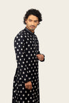 Silk Black Kurta Set With Thread Work