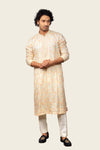 Silk Kurta Set With Multi Color Resham Work Embroidery Light Lemon Yellow Color