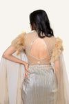 Gold Indowestern in Dhoti Style with Hand Embroidery